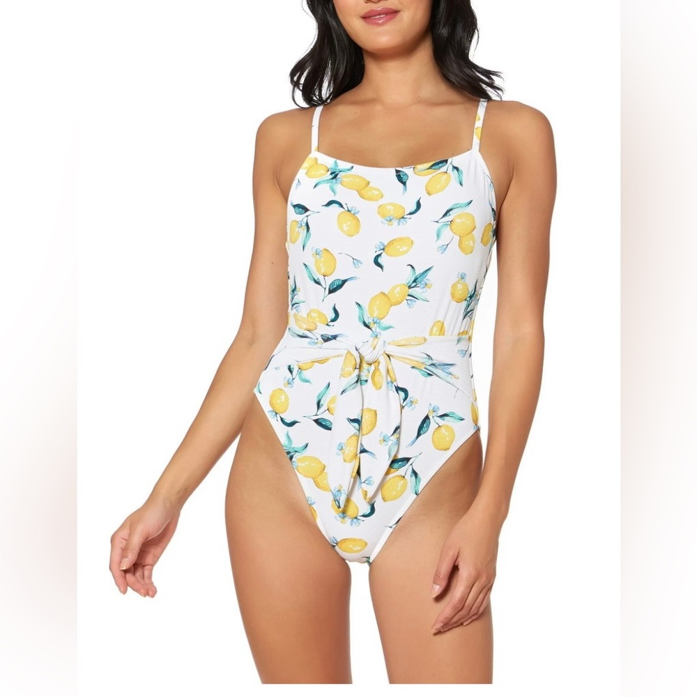 Jessica Simpson Lemons Nice Lemons Tie-Waist One-Piece Swimsuit (Medium)